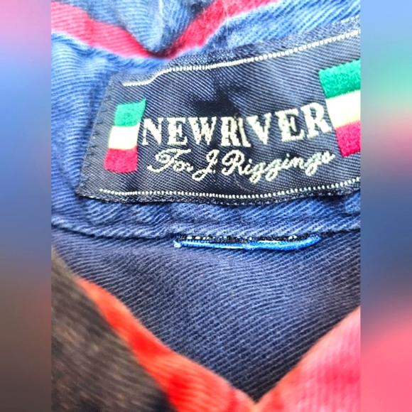 Vintage Men's New River J. Riggings Western Aztec Denim Longsleeve Button Up Top - Picture 13 of 13